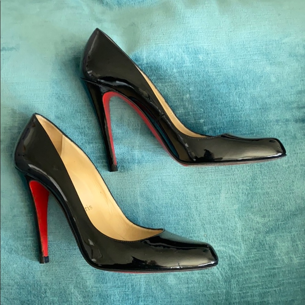 Christian Louboutin Black Patent Leather Pumps with Red Soles